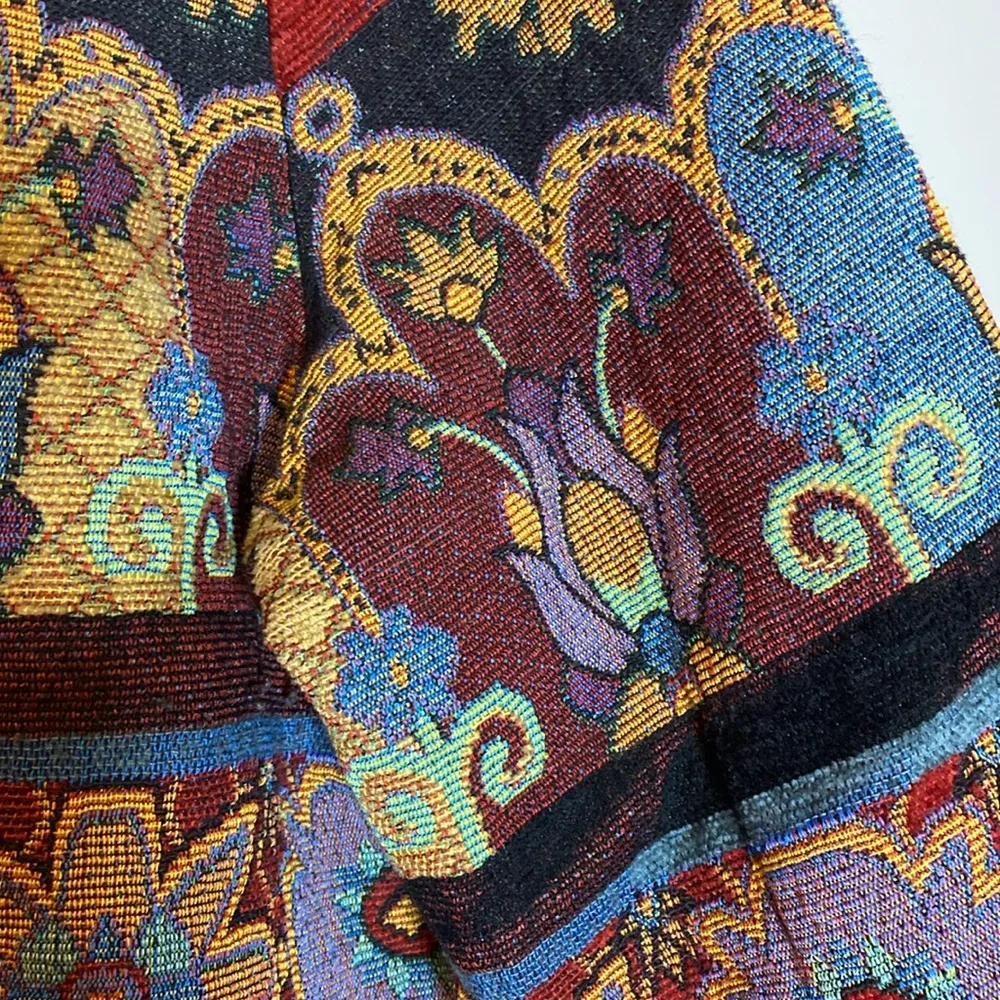 Parisian Works Colorful Tapestry Jacket Vintage Size Medium Red - Image 5
