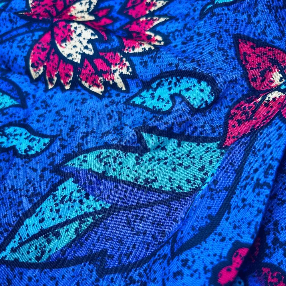 Vintage Floral Boho Midi Skirt High Waisted Pleated Colorful Retro Cottagecore - Image 3