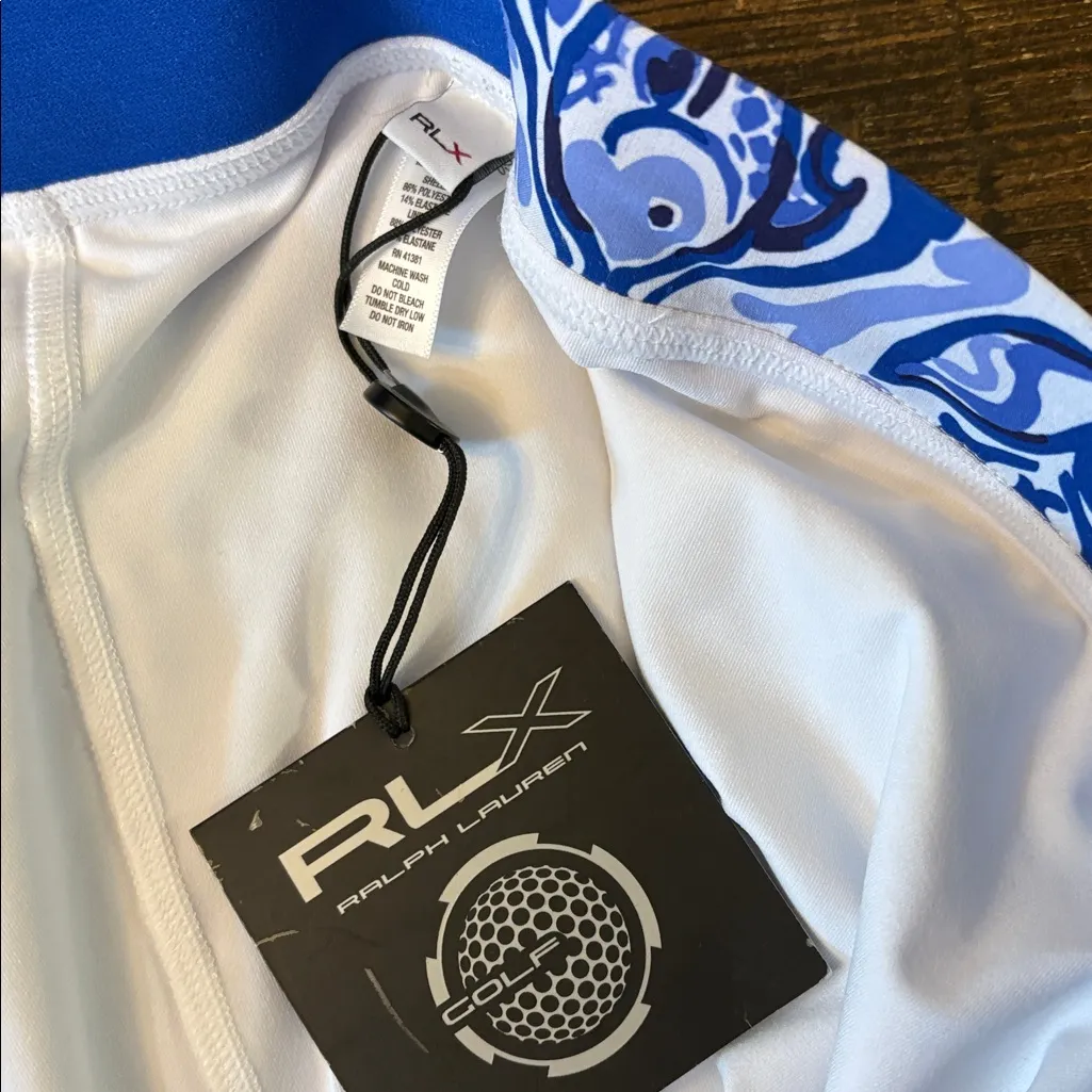 RLX Ralph Lauren Floral Fish Print Golf Tennis Skort Blue White Large NWT - Image 6