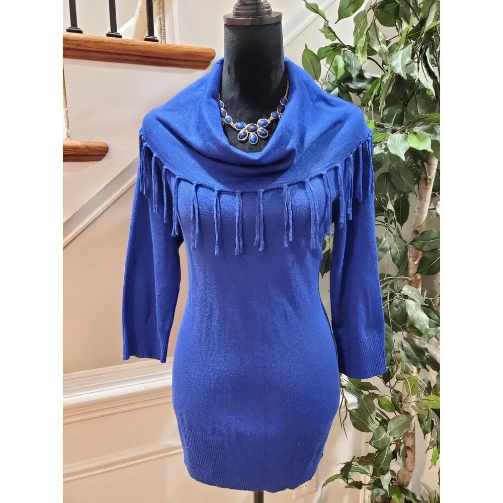 Kim Rogers Women's Blue Solid Rayon Cowl Neck Long Sleeve Casual Sweater Medium - Image 12