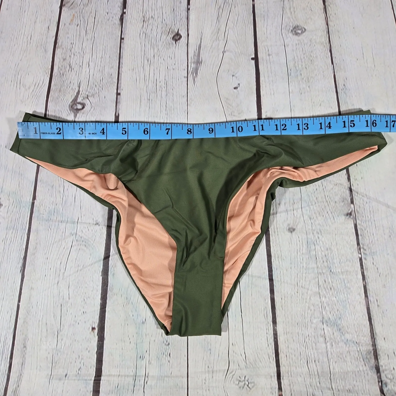 J. Crew Curved-waist cheeky bikini bottom Safari‎ Green L NWT - Image 6