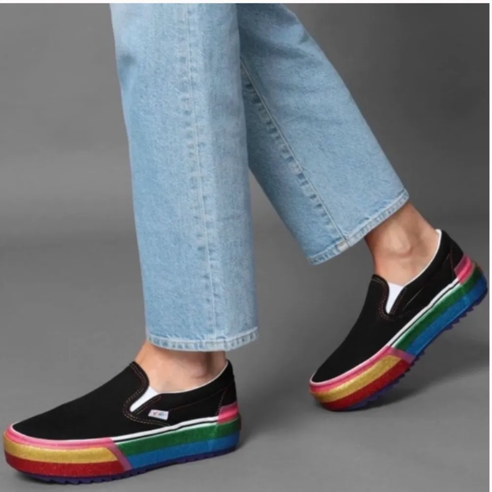 unisex sprinkle platform rainbow slip on sneakers Womens 7, Mens 5.5 - Image 12