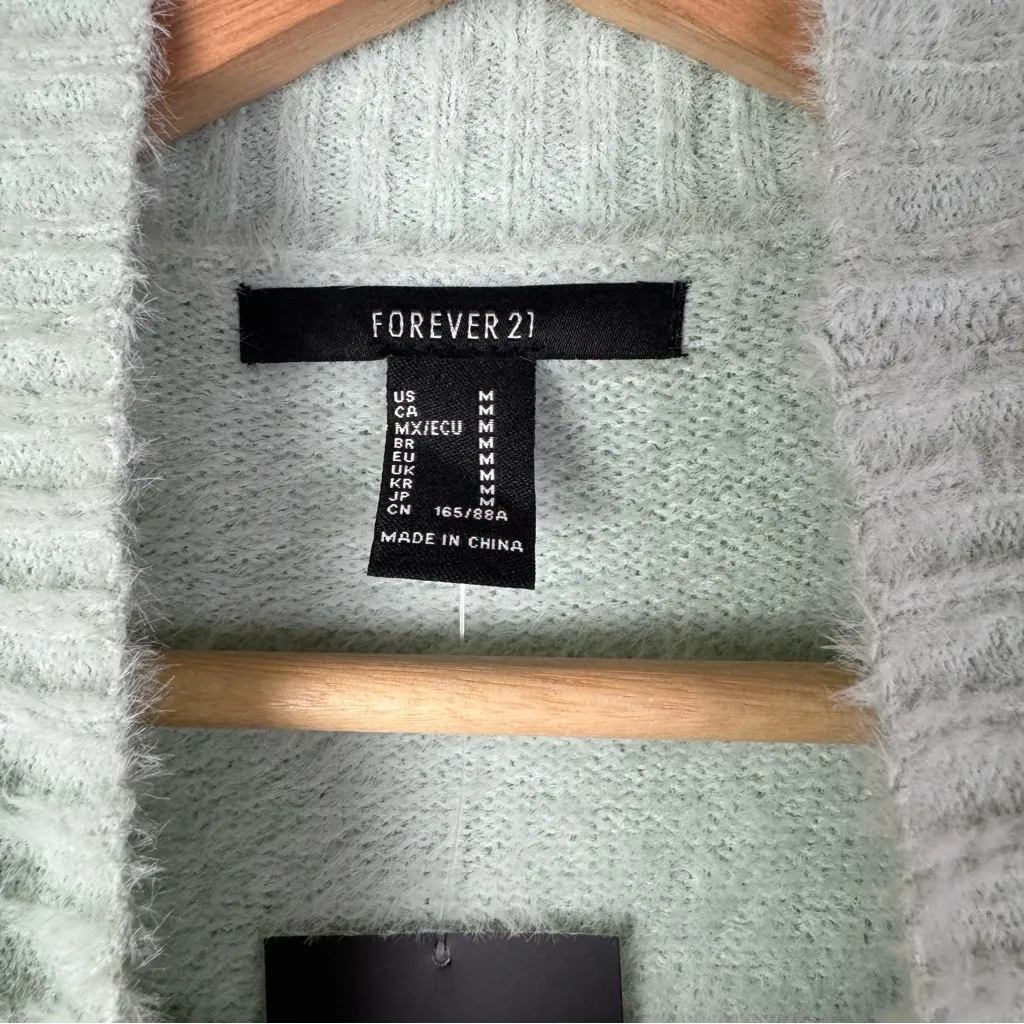Forever 21 Mint Green Fuzzy Eyelash Knit Turtleneck Sweater Dress M - Image 4