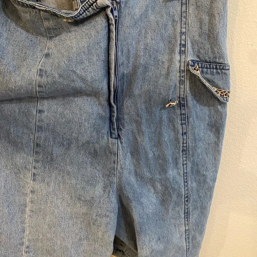 Vintage D. Frank Leopard Denim Romper, Size 4 - Image 11