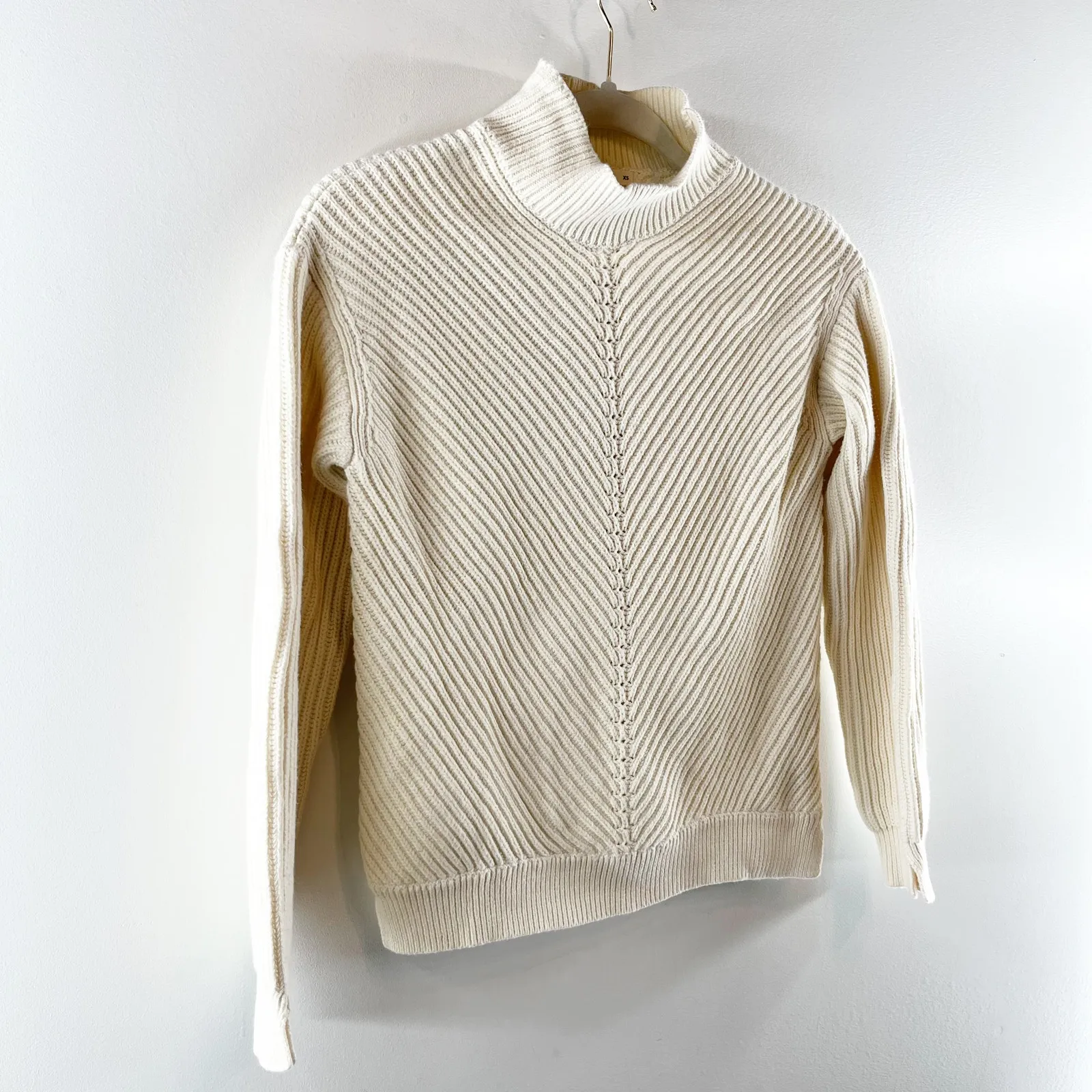 Marine layer  Skylar Mock Neck Knit Wool Blend Pullover Sweater Cream XS - Image 6