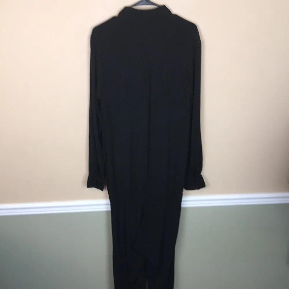 Monrow Women’s Black Crepe Drop Waist Hidden Button - Image 8