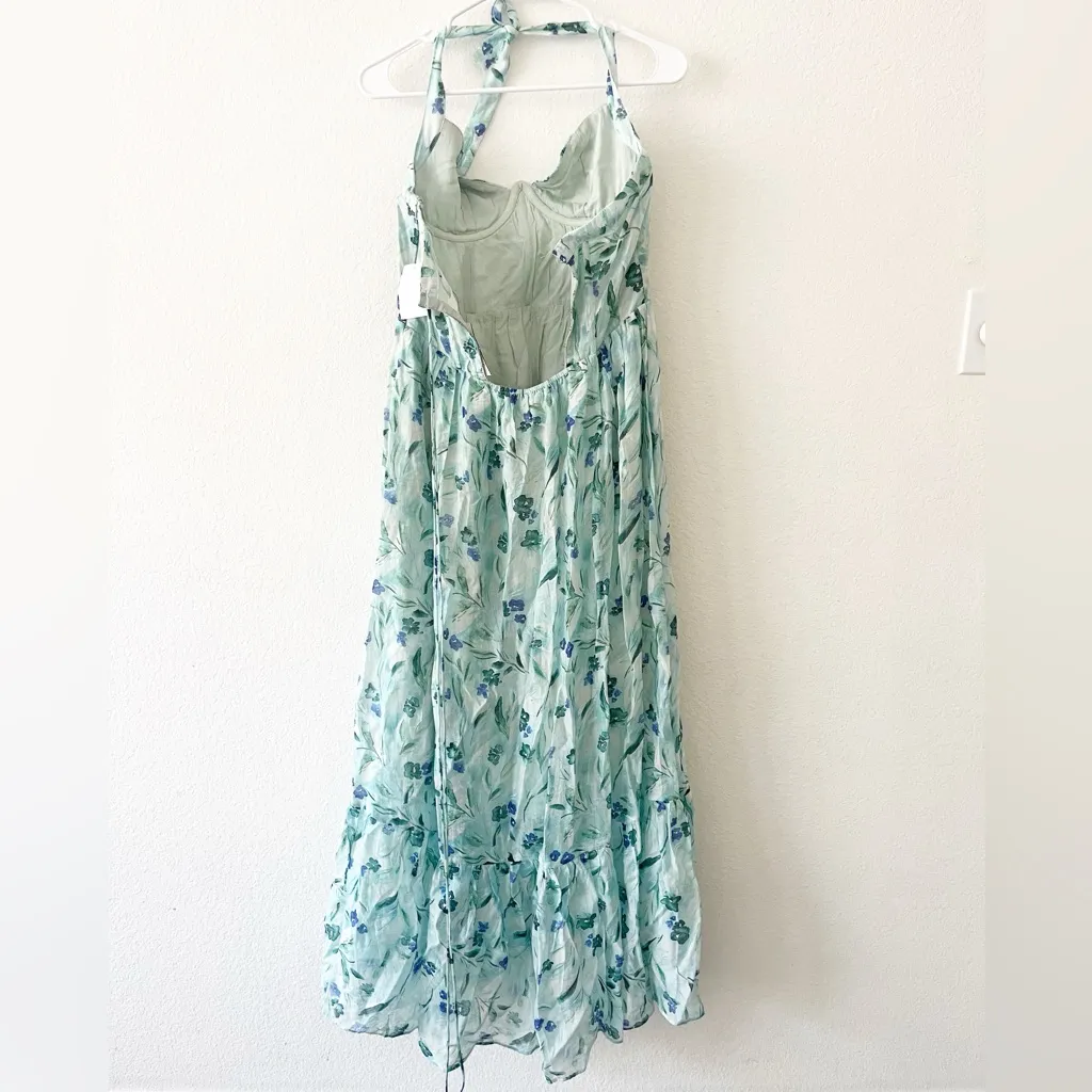 NEW ASTR Kelby Floral Bustier Lace Up Slit Maxi Dress‎ Size Small - Image 4