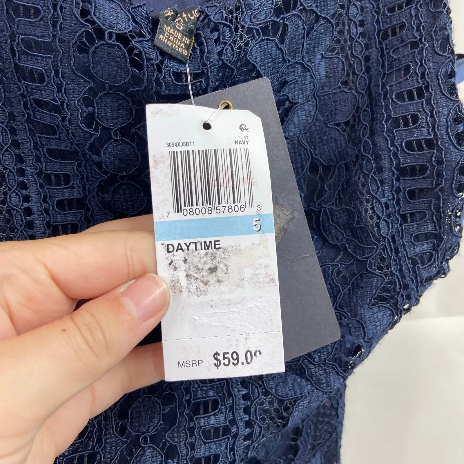 NEW City Studio junior's women's navy blue lace sleeveless fit flare tie dress 5 Size undefined - Image 3