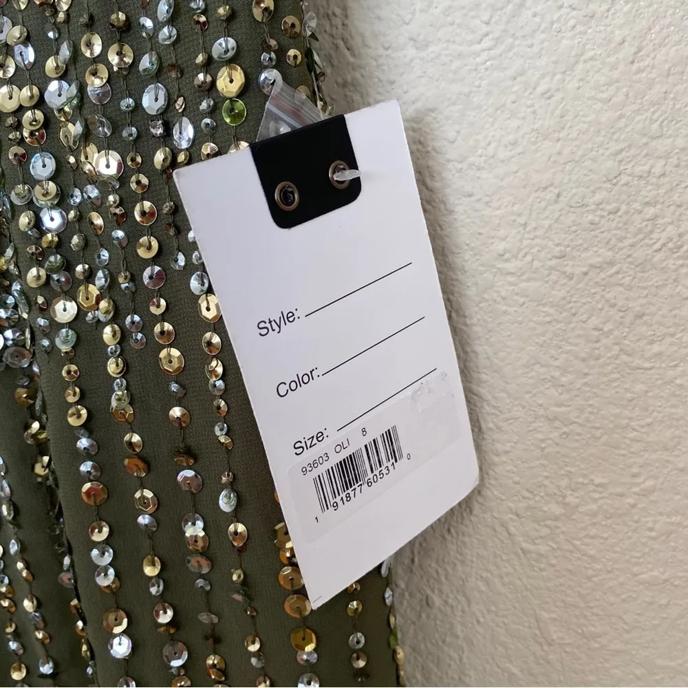 MAC DUGGAL 93603 SEQUINED HIGH NECK SLEEVELESS COLUMN GOWN‎ olive green sz 8 - Image 10