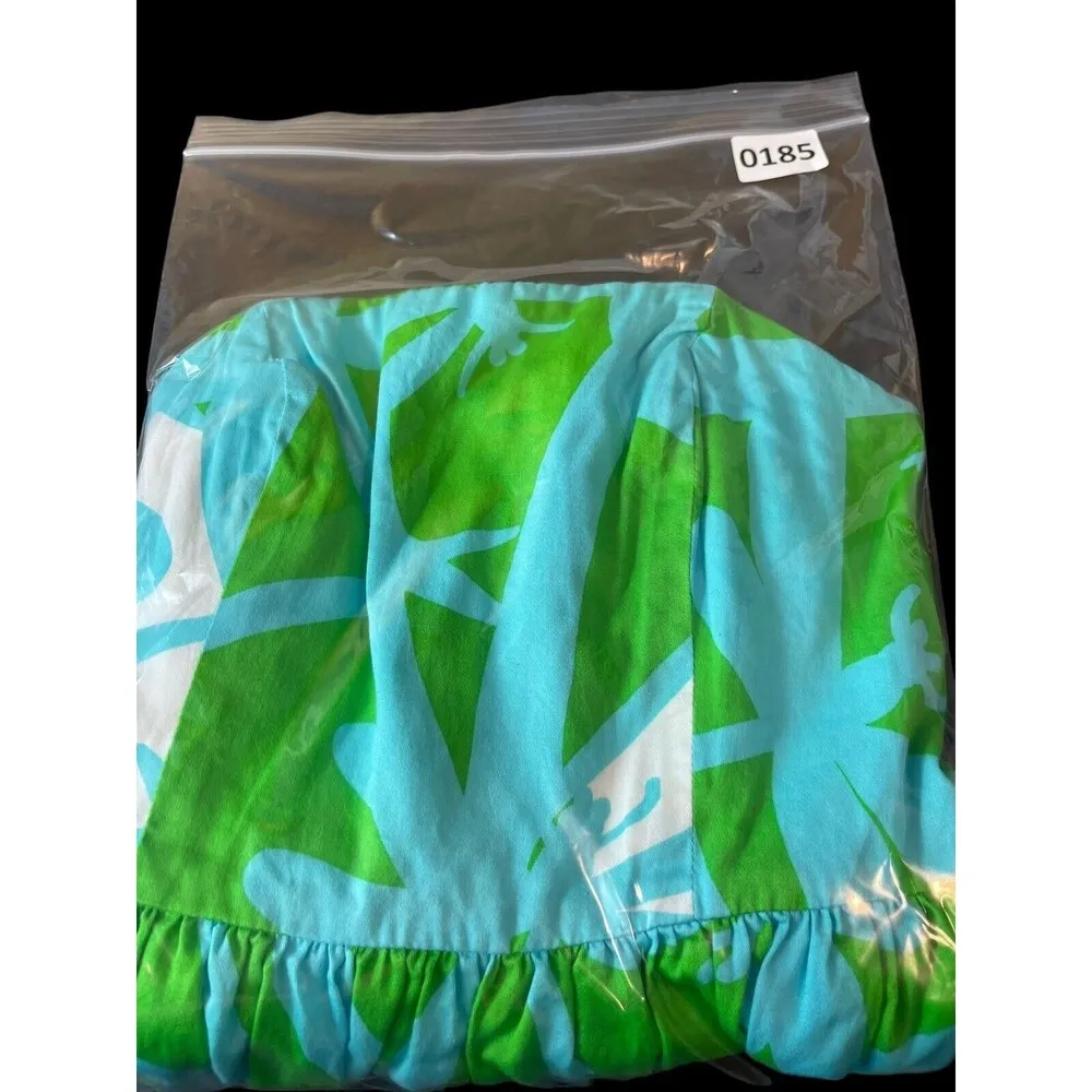 Lilly Pulitzer Lottie Green Bean All Lit Up Print Fit Flare Strapless Dress  00 - Image 14