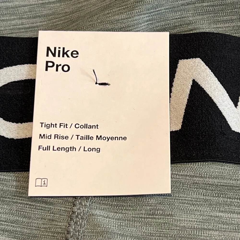Nike Pro 365 Dri-Fit Leggings Women S Grey Black Mid Rise Training Spell Out - Image 2