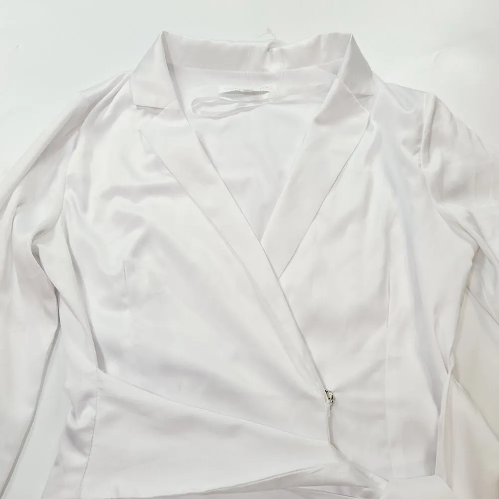 MORE TO COME Shanelle Blazer Fringe Dress in White Small - Image 5