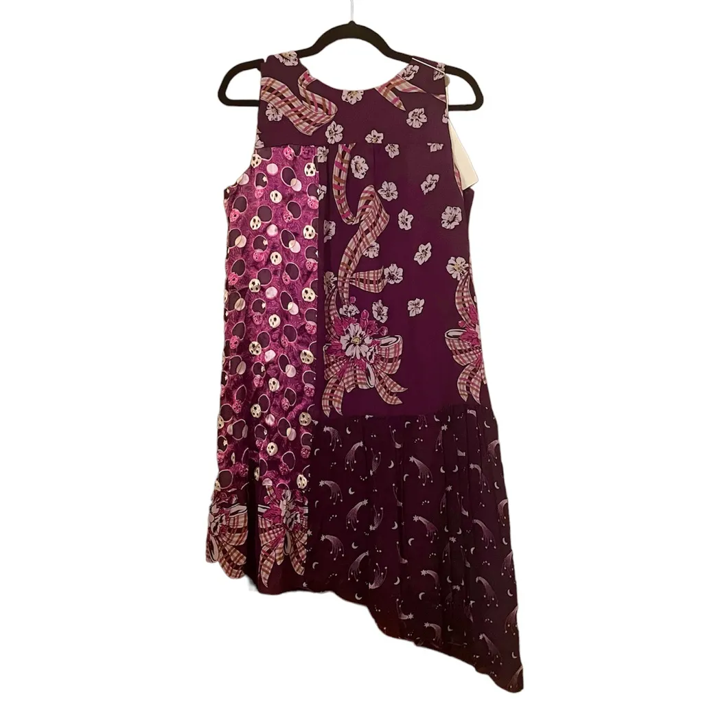NWT Anna Sui Y2K Purple Asymmetrical Silk Dress - Image 2