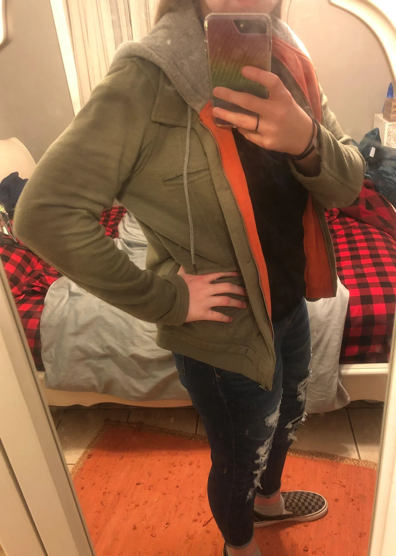 Billabong Green, Orange, And Grey Army Jacket - Image 4