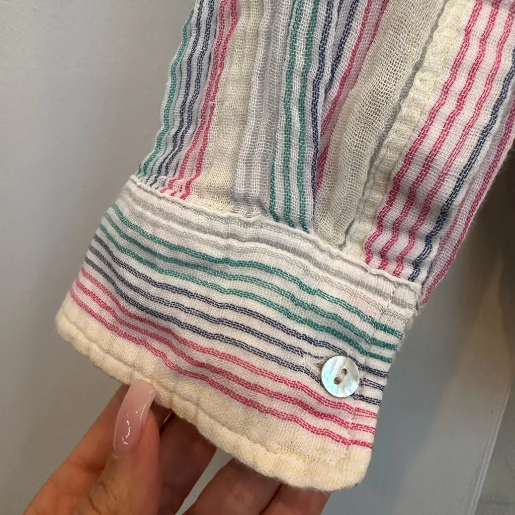 Rails Ellis Iris Stripe Cotton Chic Gauze Button Down Blouse Women’s Size XL - Image 8