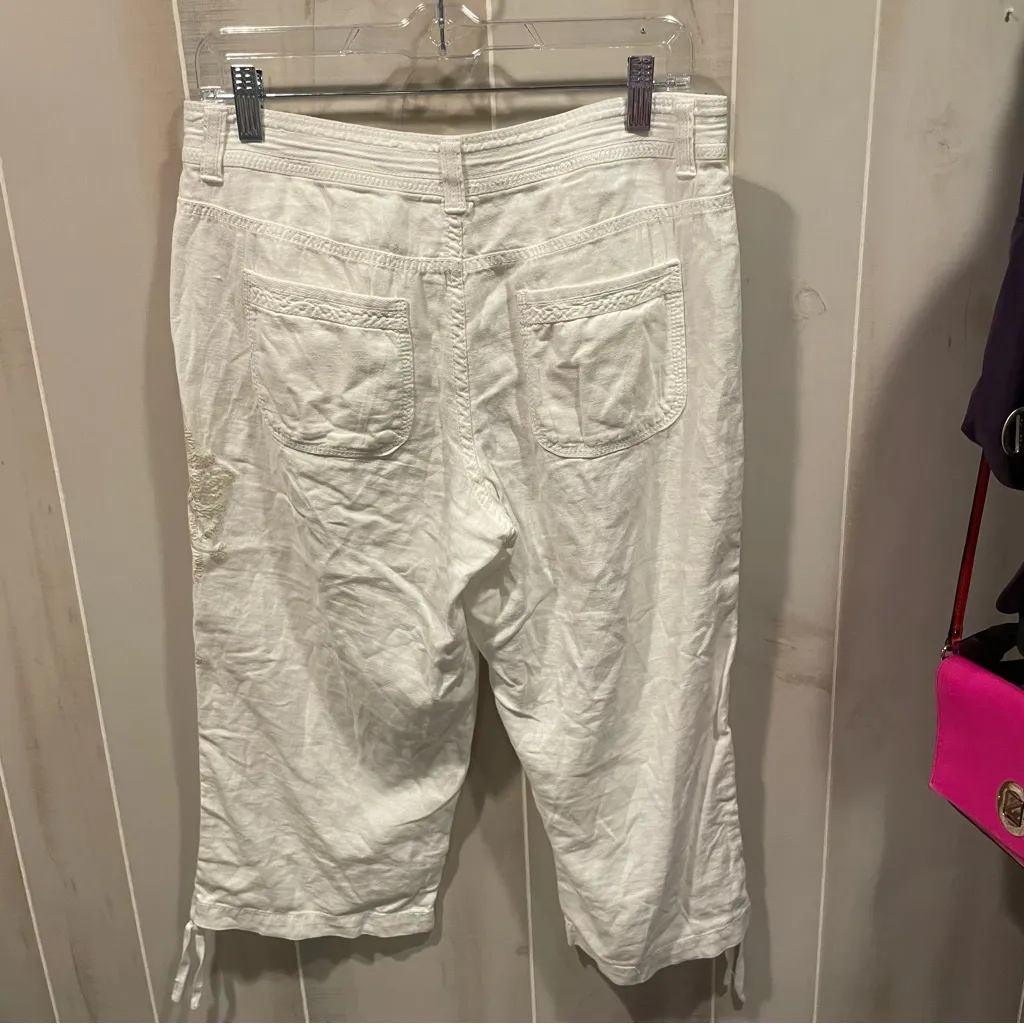 Cute creamy white embroidered Y2K crops linen blend medium rise fairy angel baby - Image 8