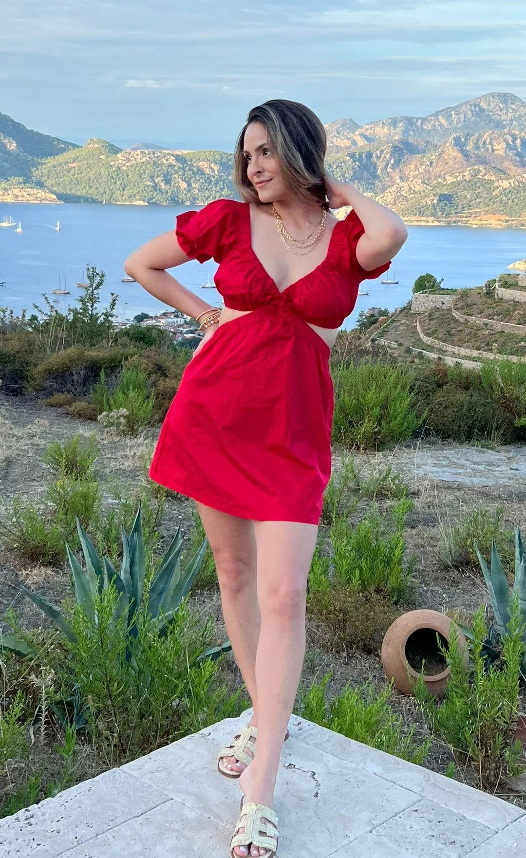 Red Summer Dress Size M - Image 2