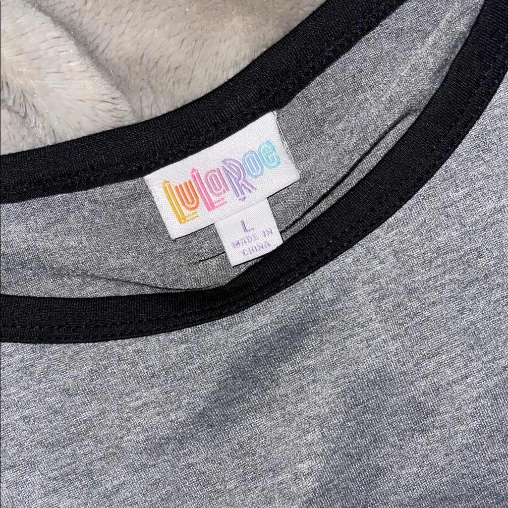 LuLaRoe Gray Raglan Dress - Size L, Black Sleeves, Casual Comfort - Image 2