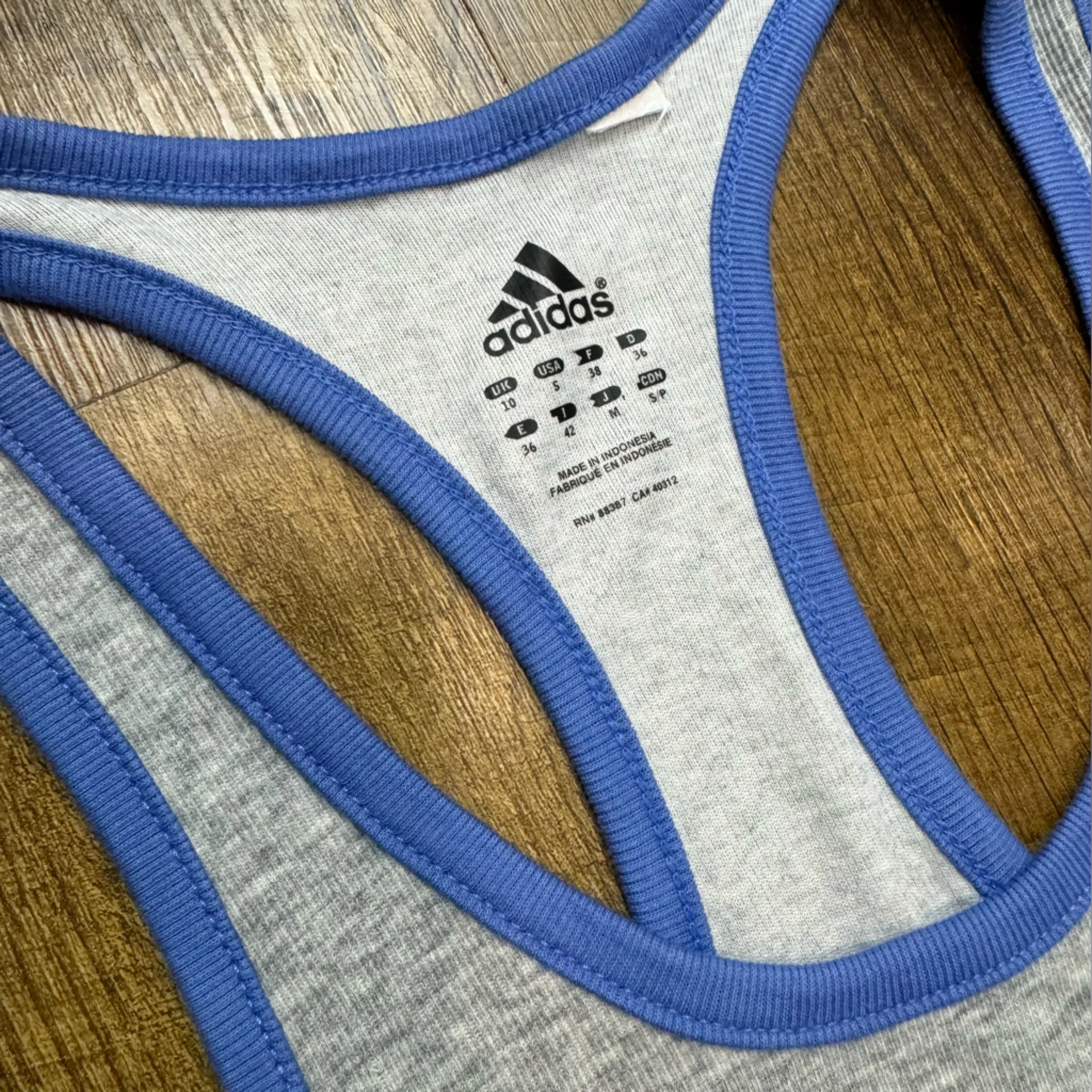 Y2K Adidas Tank Top Logo Chest Sz Small Heather Grey Purple - Image 8