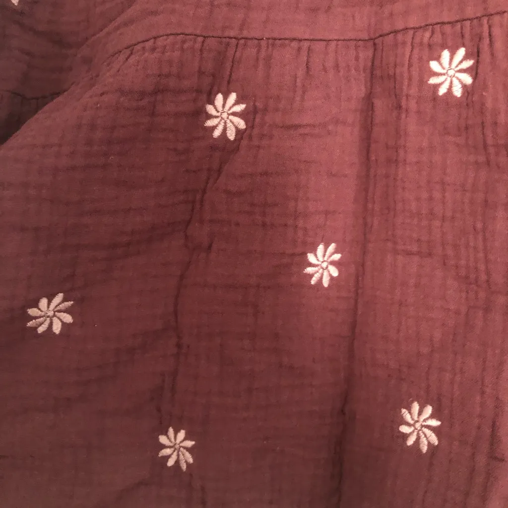 Madewell embroidered floral top with back‎ tie detail women’s size small cotton - Image 3