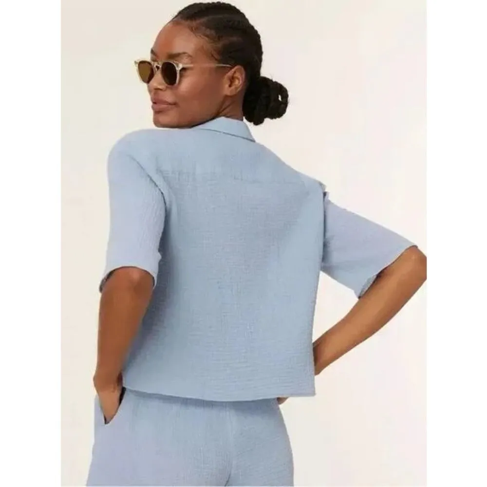 Andie Swim the Margarita Button Up Shirt in Mist Blue XS NWT - Image 4