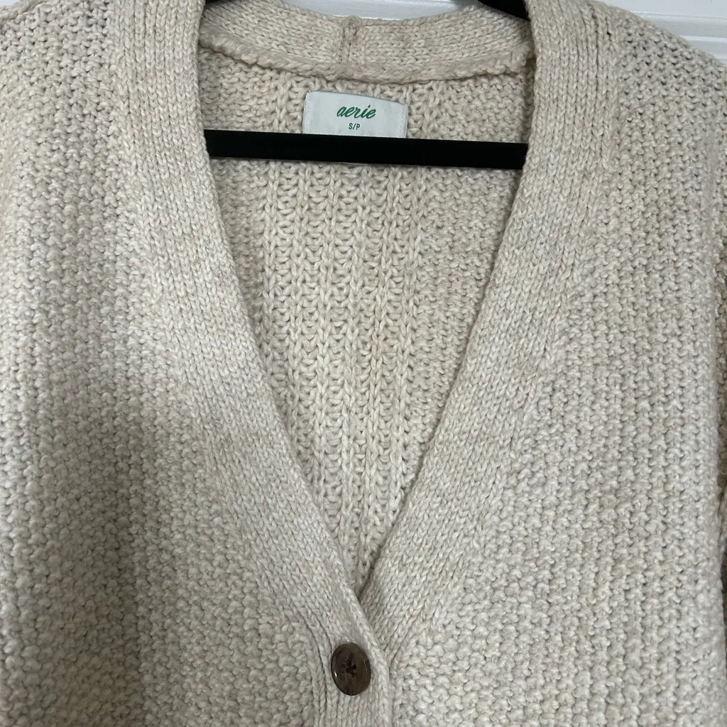 Aerie  Beige Button-Up Cardigan - Image 2