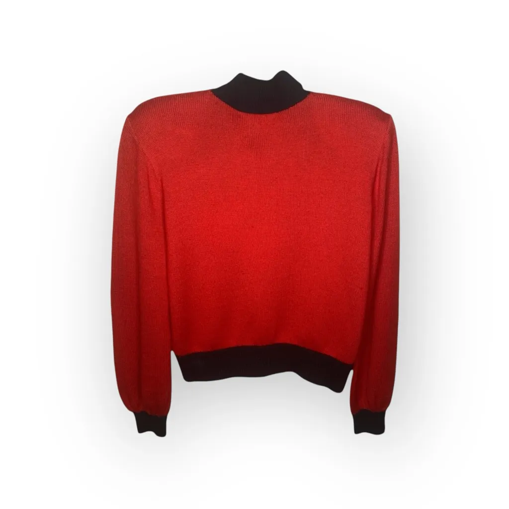 Vintage 70’s: St John Marie Grey ♔ Button Collar Knit Pullover Cardigan ♔ Red ♔ - Image 13