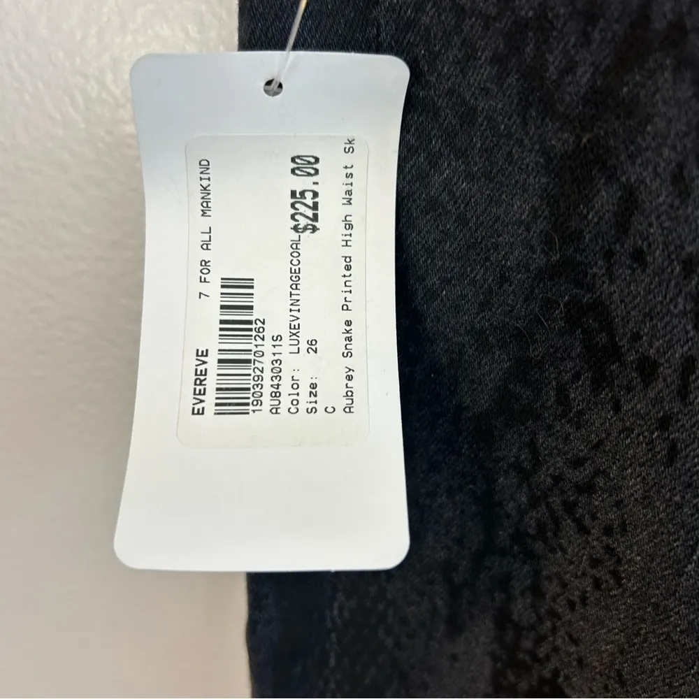 NWT 7 for All Mankind Aubrey High Waist Skinny Vintage Snake Black Jeans  26 - Image 9