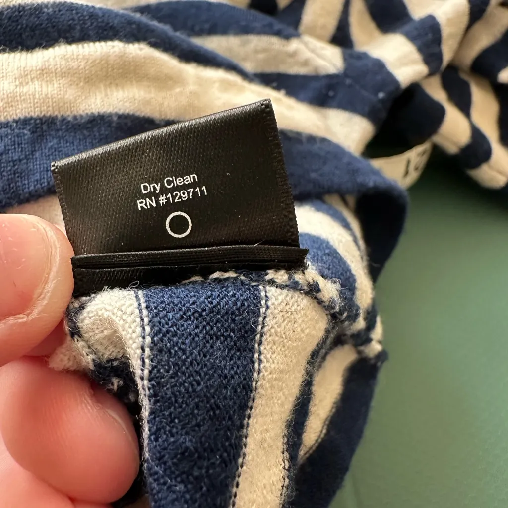 Jenni Kayne merino wool Mercer crewneck sweater navy cream stripe size small - Image 4