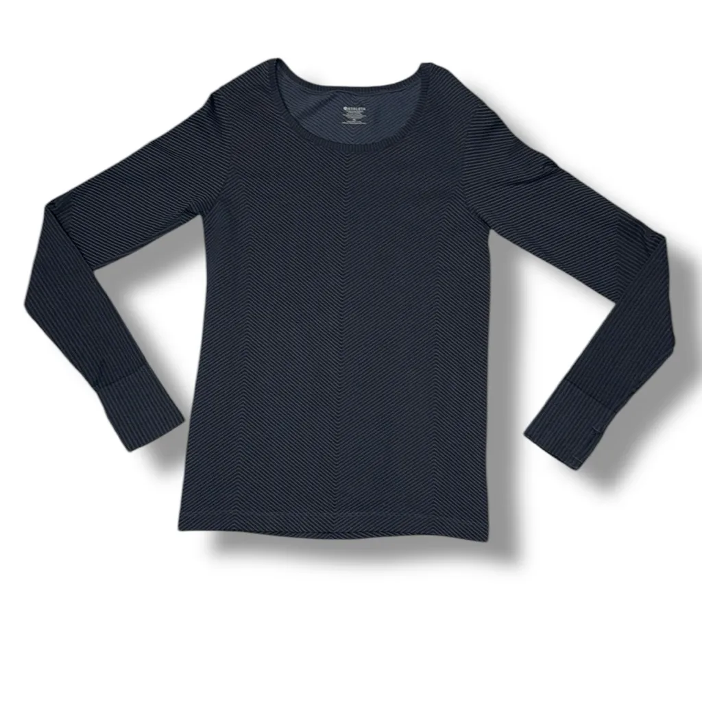 Athleta Navy Long Sleeve Striped‎ Workout Top - Image 3