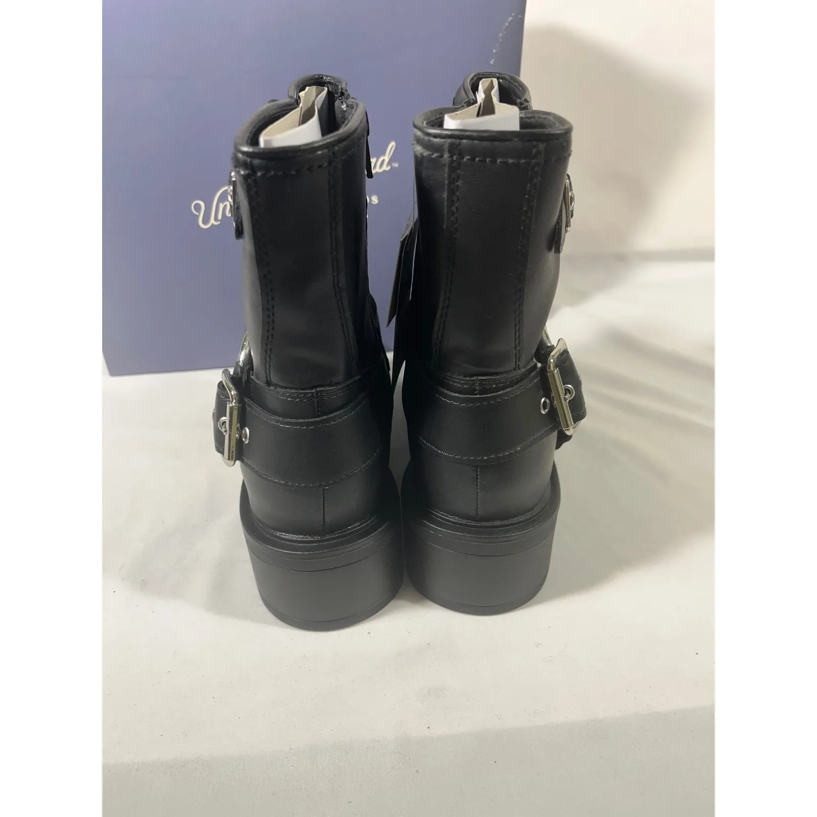 Universal Thread Womens Black Moto Buckle Booties Memory Foam Combat Size 7.5 - Image 4