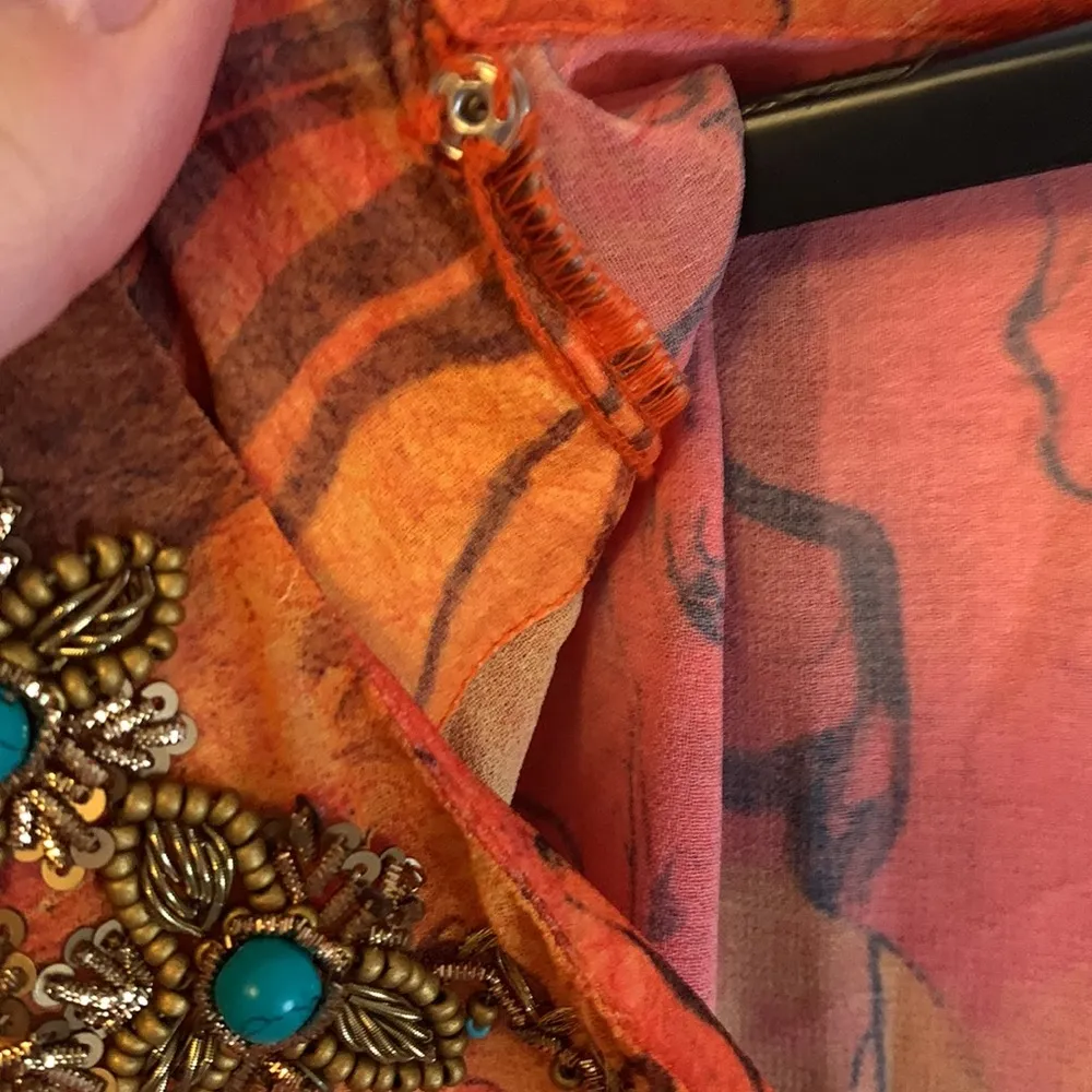 🚫SOLD🚫Soft Surroundings Orange Sheer Beaded Caftan or Swim Cover PL/PXL - Image 5