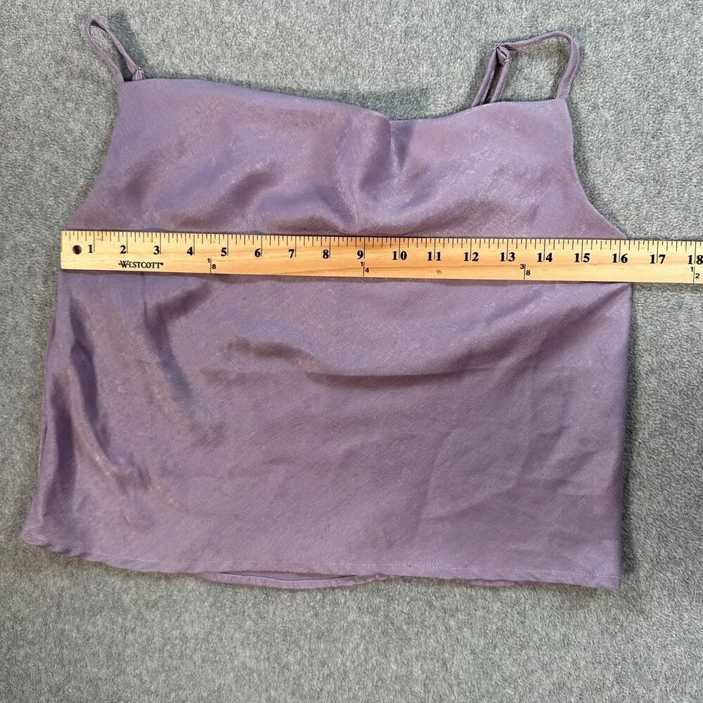 Nasty Gal Camisole Tank Top Cowl Neck Cropped Size 2 Purple Y2K Adjustable Strap - Image 2