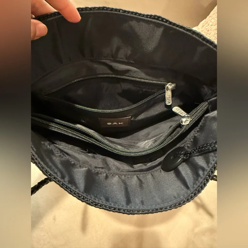 NWOT The Sak Black Crochet Shoulder Boho‎ Tote Bag - Image 8