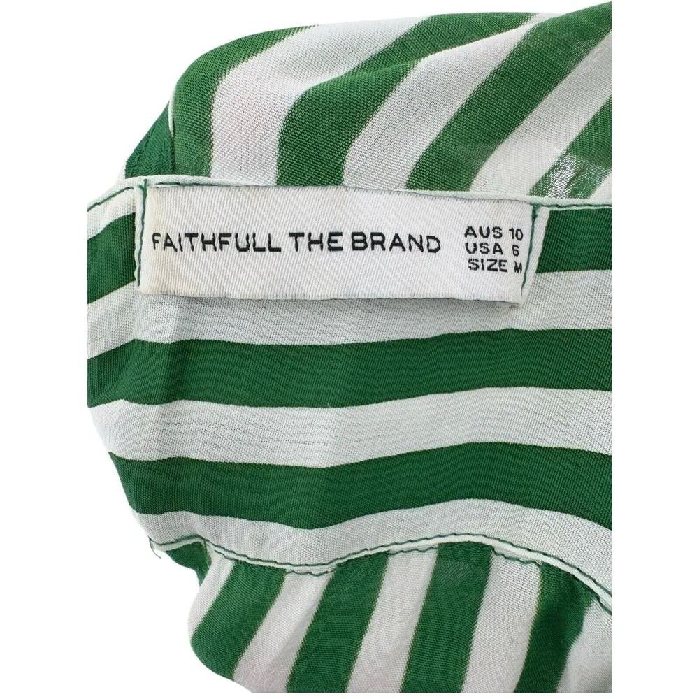 Faithful the Brand‎ Milan MIDI Dress green & white stripe size US 6 Medium - Image 5