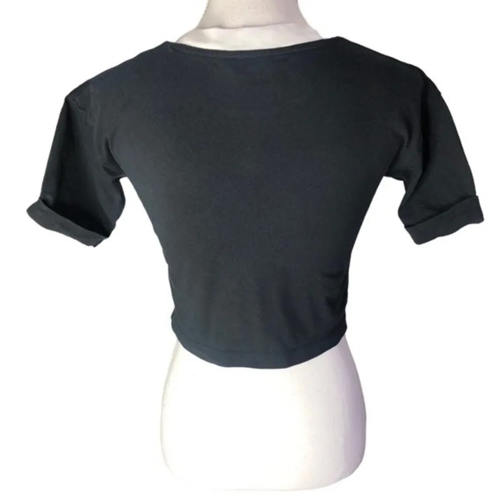 Adidas Originals Black & White Cropped Ringer T-Shirt - Image 4