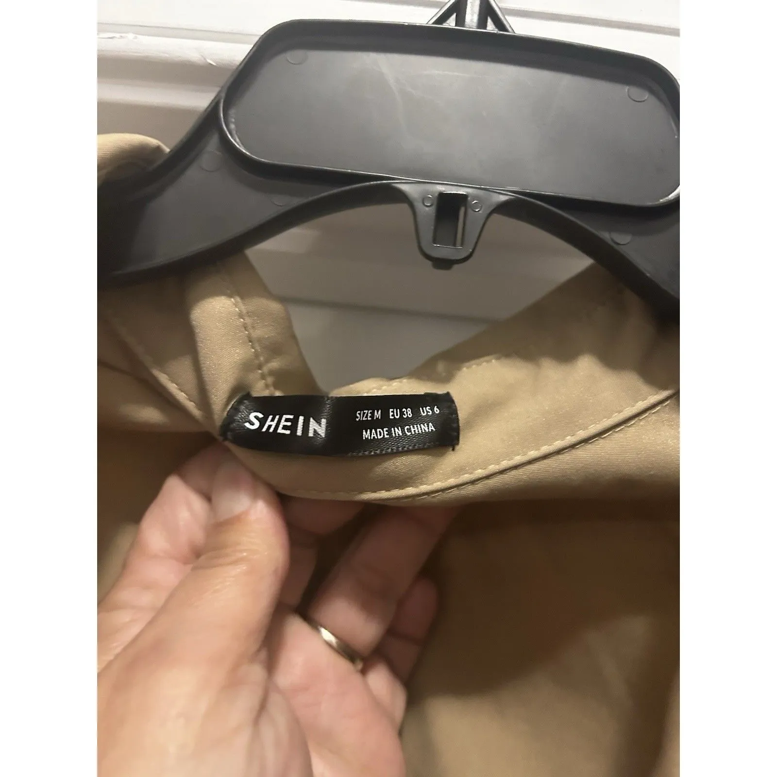 Women’s Tan Khaki Utility Mini Dress Size 6 Asymmetrical Ruffle City Babydoll Brown - Image 2