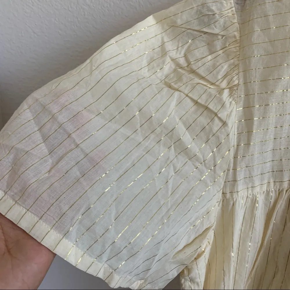 AWARE Vero Moda O-Neck Tunic Dress Cream Lagenlook Casual Stripe Boho Large - Image 4