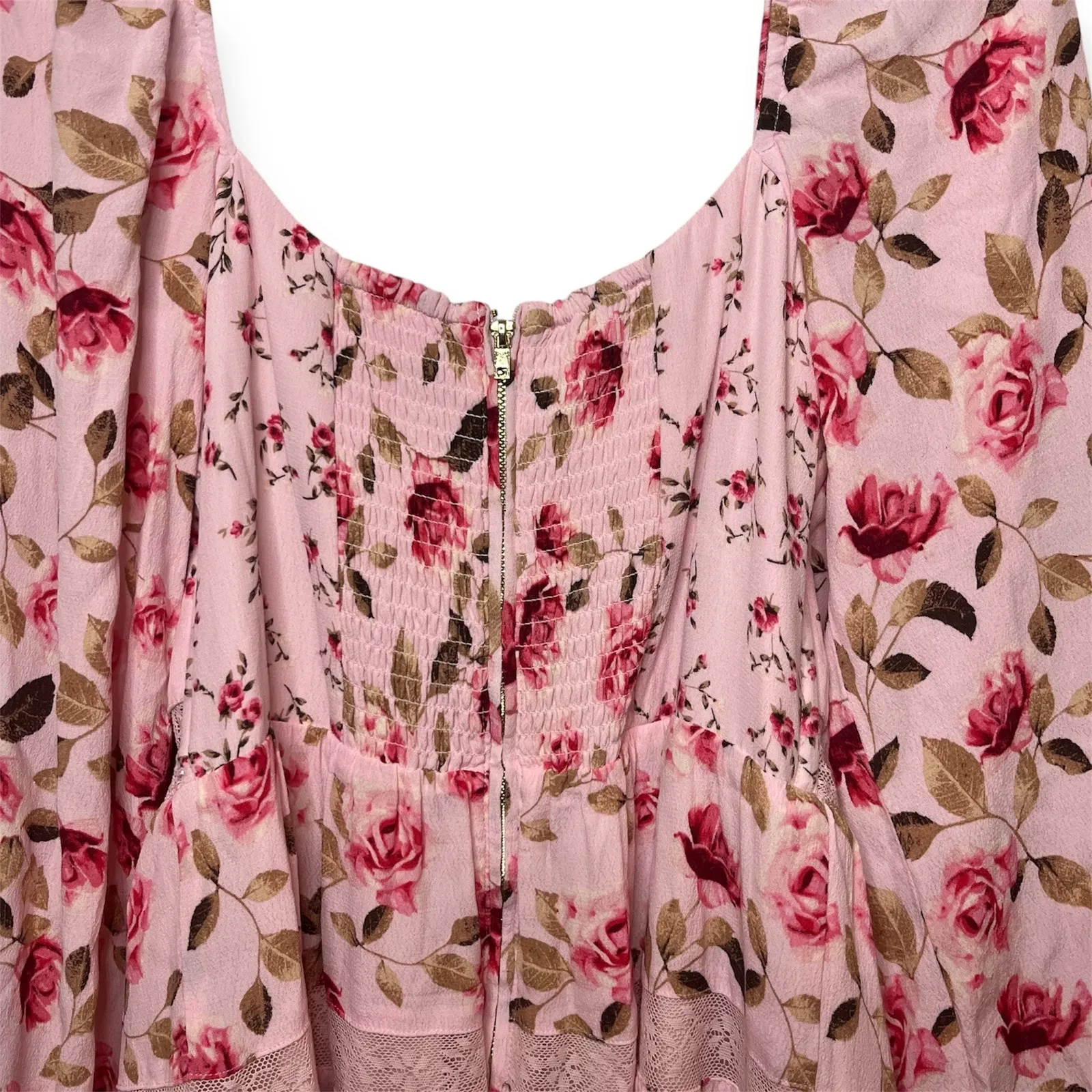 Altar’d State Kate Floral Mini Dress Pink Corset Lace Boho Cottagecore Sz Large - Image 4