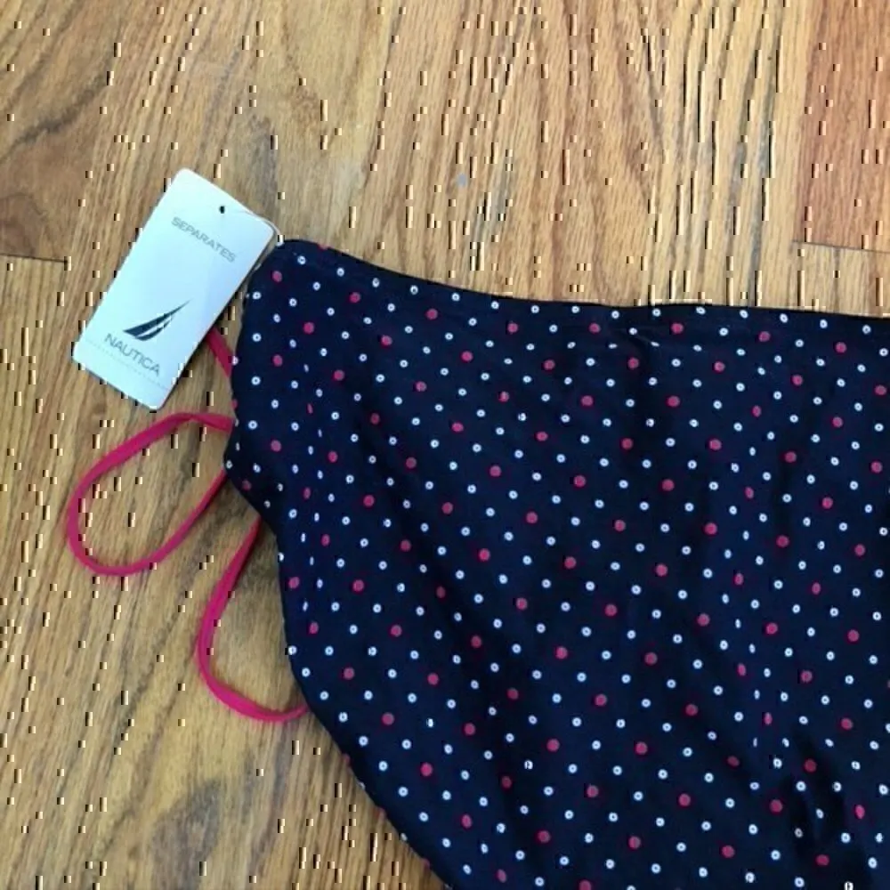 NEW NWT NAUTICA Navy Blue White Red Polka Dot USA Bow Tie Side Bikini BOTTOM 12 - Image 9