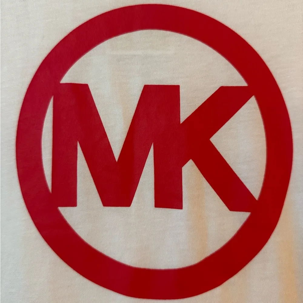 MICHAEL KORS White Tee MK Red Logo Short Sleeve T-Shirt NWT Women’s Large - Image 5