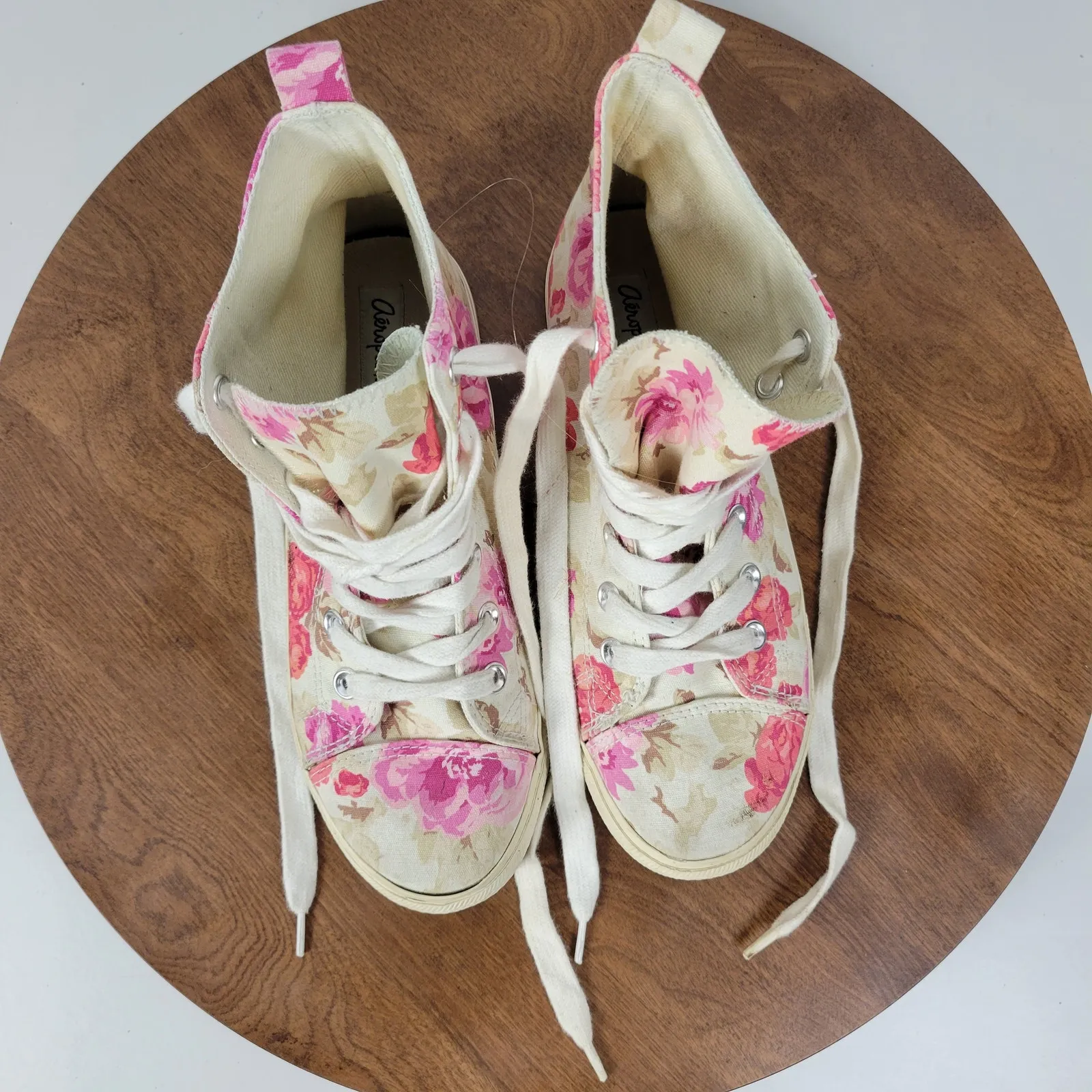 Aeropostale Women's‎ Sneakers 7 Multi Floral Print Canvas High Round Toe Lace Up - Image 9