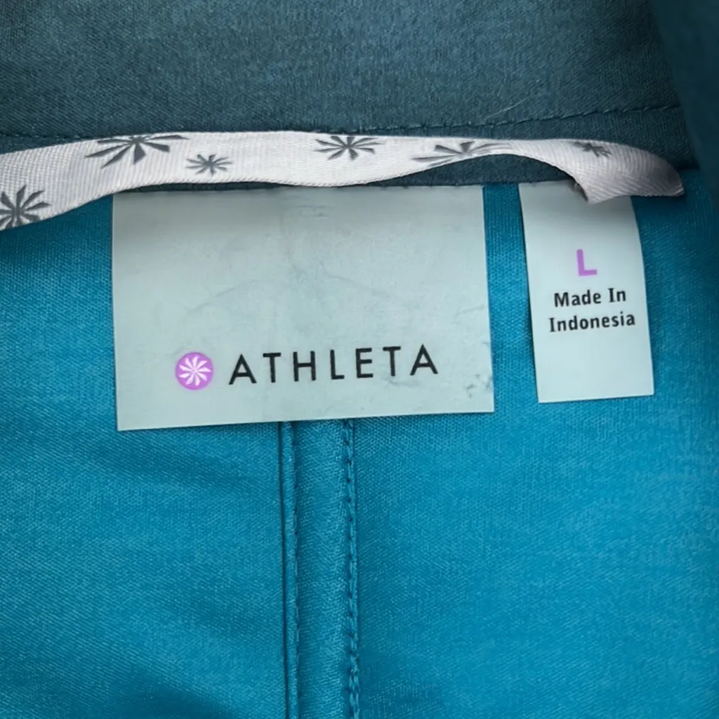 Athleta  Puffer Coat in Turquoise Size Large - Image 3