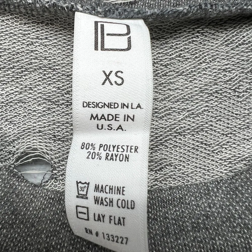 Body Language Perforated Distressed Sweatshirt XS Lightweight Athleisure Casual Gray - Image 2