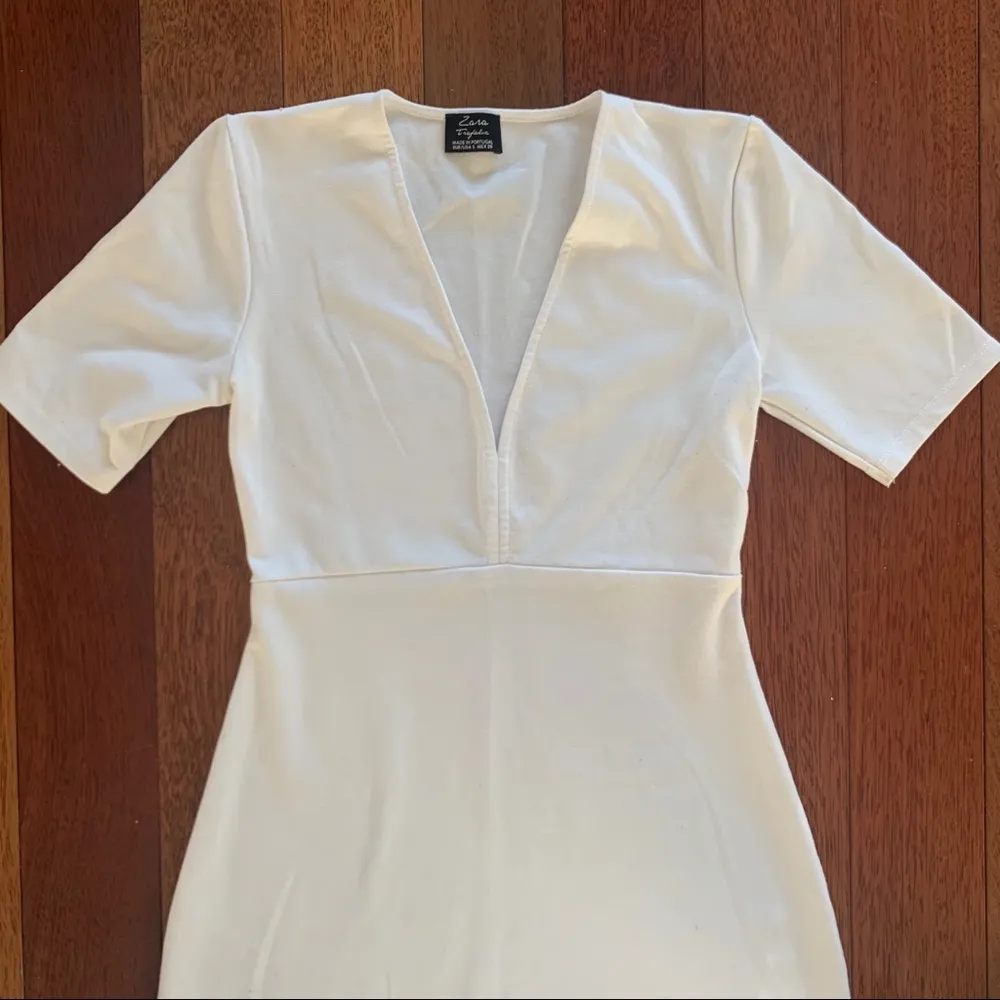 Zara | White Short Sleeve Dress Small - Image 5