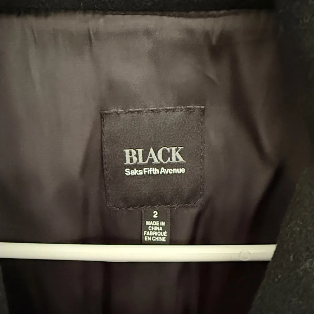 Black Saks Fifth Avenue Women’s Pea Coat Size 2 - Image 2