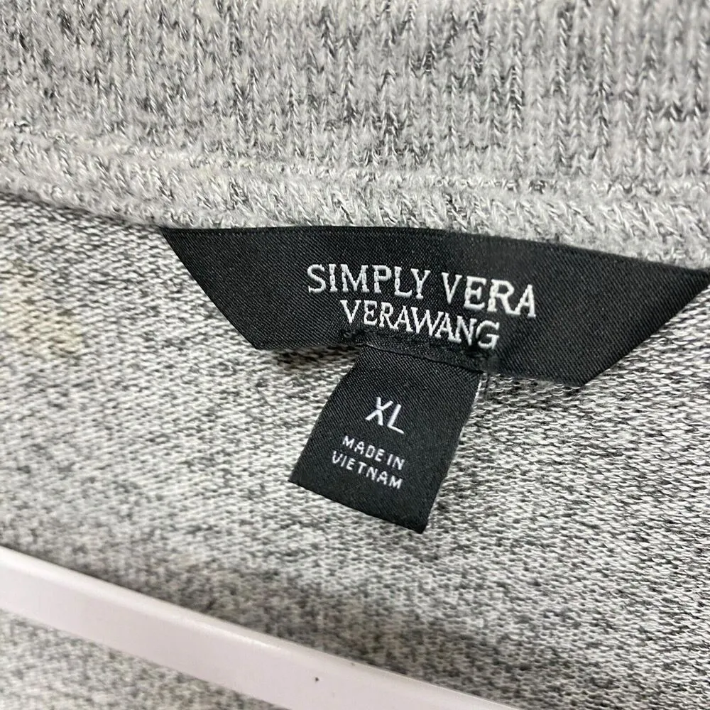 Simply Vera Vera Wang Women's Gray Sweater Tie Buttom Mock Layer Size XL - Image 7