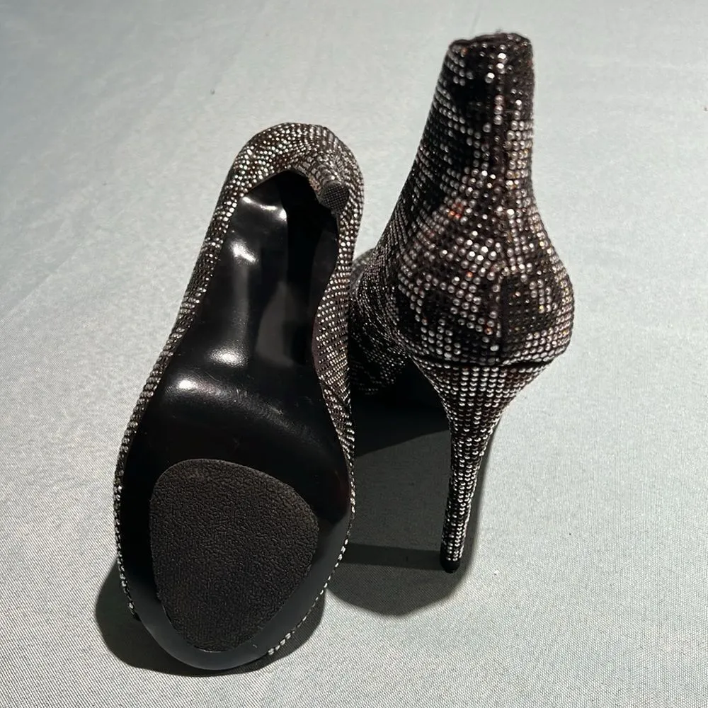 Steve Madden‎ St. Lucia Black Monochrome Camouflage Gemstone Ankle Boots B51 - Image 11