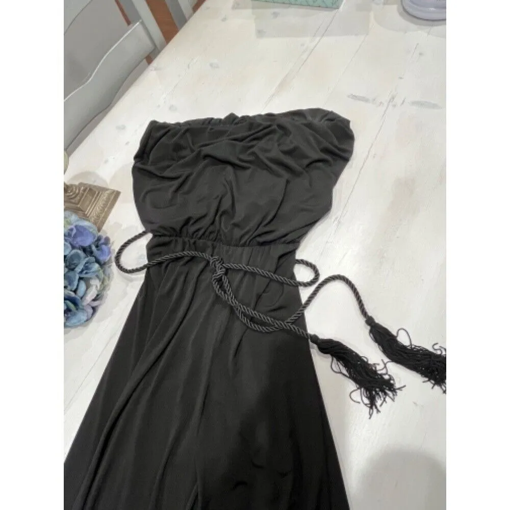 Ariella ‎ Black Jumpsuit Wide Leg Strapless Drawstring Waist Size M - Image 2