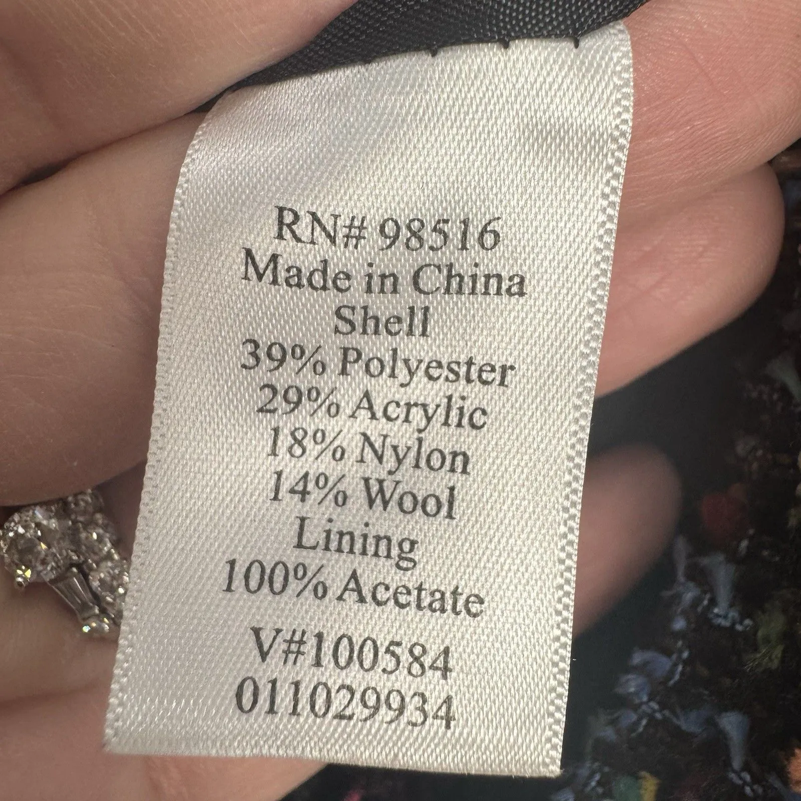 Coldwater Tweed Military Jacket Blazer Size 16 Black Full Zip Preppy Work Modest - Image 5